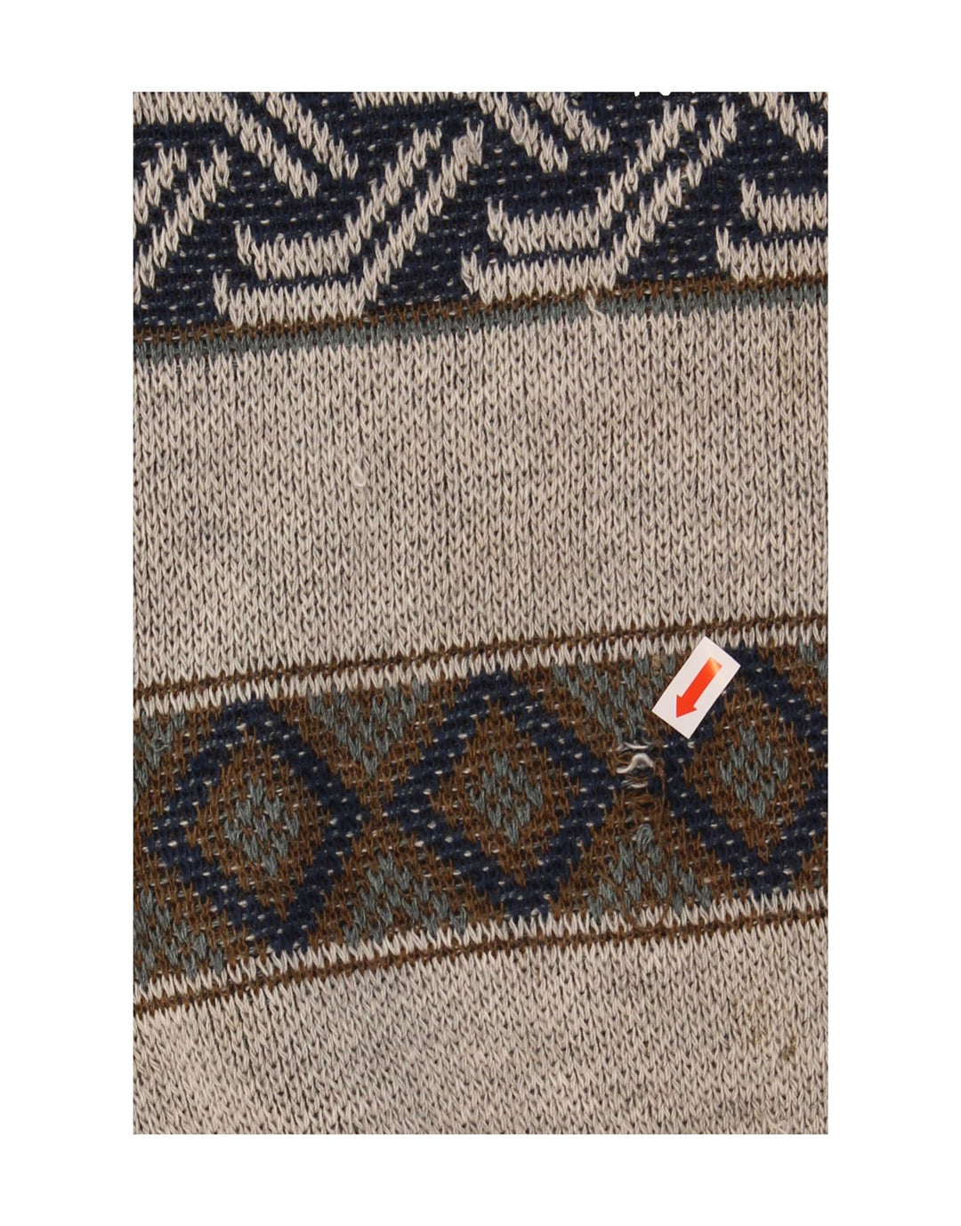 VINTAGE Mens Crew Neck Jumper Sweater Large Grey Fair Isle Vintage Vintage and Second-Hand Vintage from Messina Hembry 