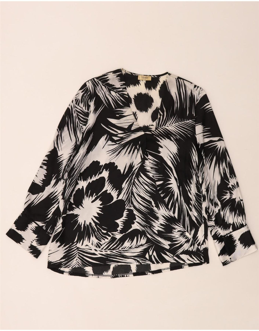 Liu Jo Dame Langærmet Bluse Top UK 14 Medium Black Floral