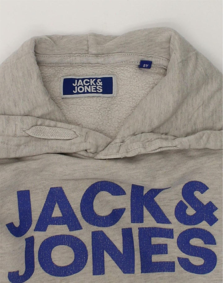 JACK & JONES Boys Graphic Hoodie Jumper 7-8 Years Grey Cotton | Vintage Jack & Jones | Thrift | Second-Hand Jack & Jones | Used Clothing | Messina Hembry 