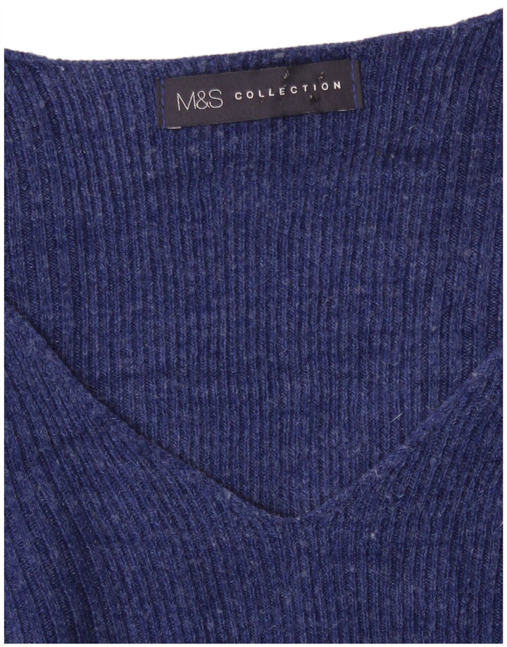 Marks & Spencer Dame V-hals sweater UK 14 Medium Blue Flecked