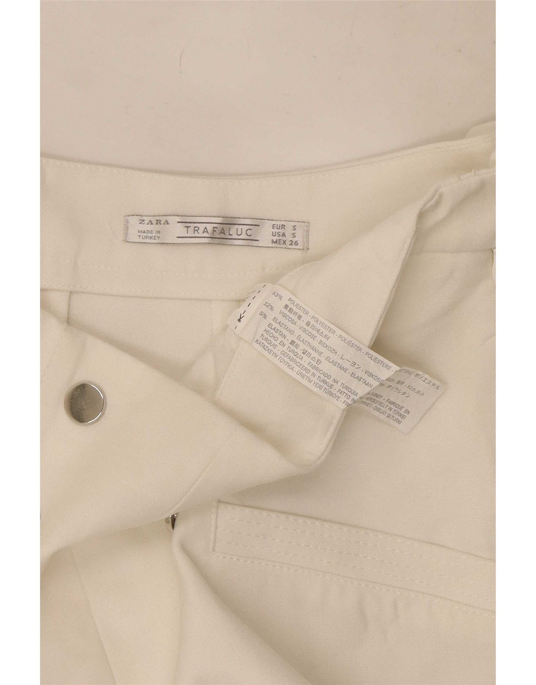 Zara Dame Trafaluc High Waist Hot Pants Small W26 White Polyester