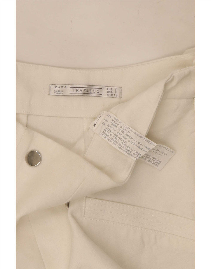 Zara Dame Trafaluc High Waist Hot Pants Small W26 White Polyester