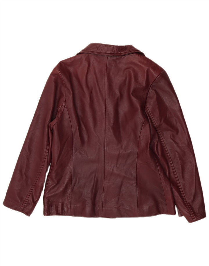 Vintage dame 4-knaps læder blazerjakke UK 18 XL Burgundy læder
