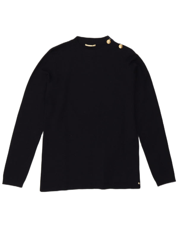 Gas Dame Button Neck Jumper Sweater UK 10 Small Navy Blue