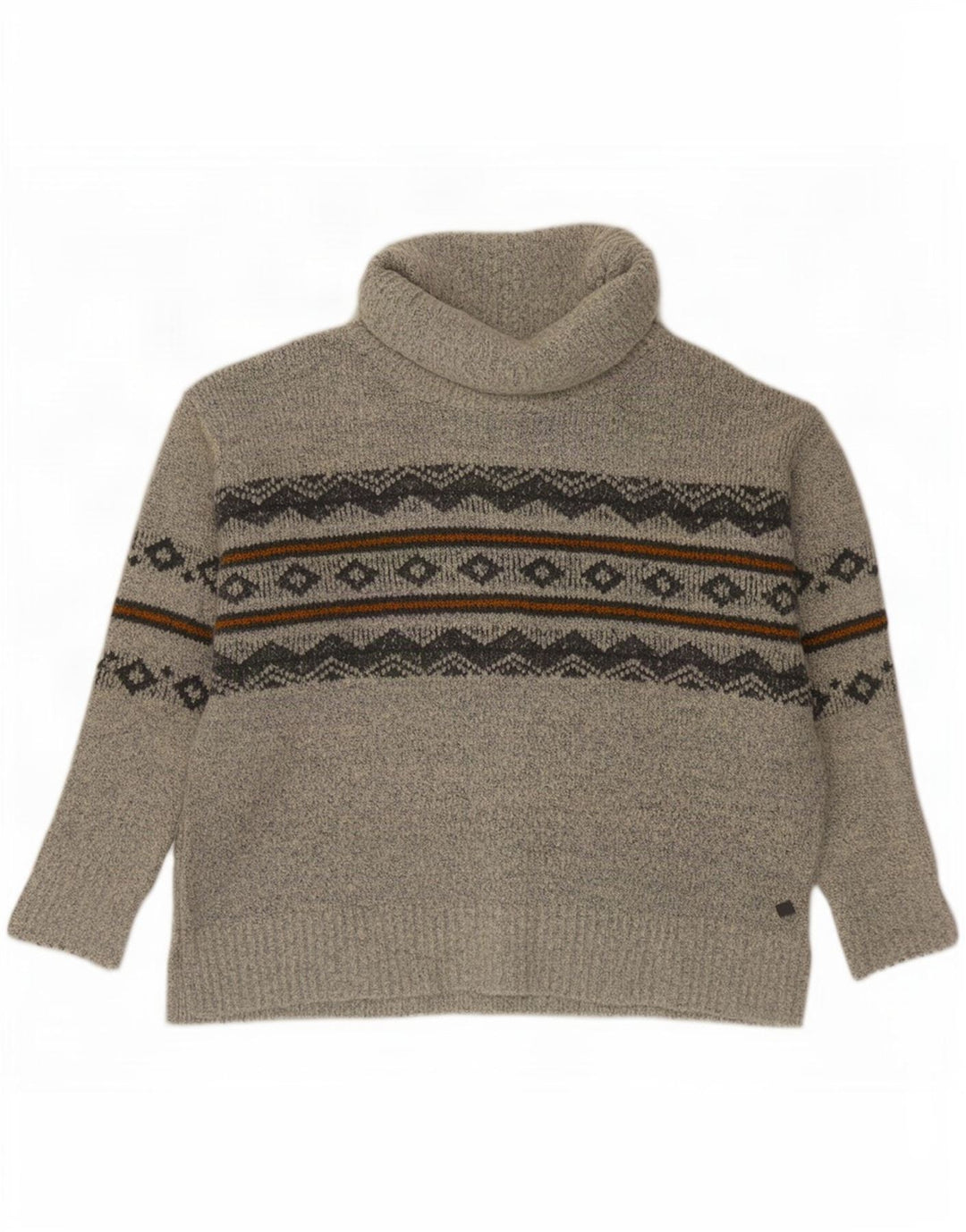 Weird Fish Dame Roll Neck Jumper Sweater UK 14 Large Grey Fair Isle