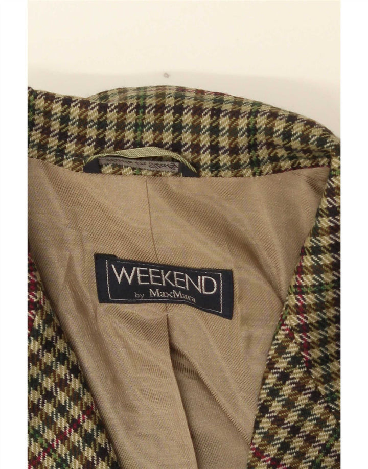 Max Mara Dame Weekend Blazer Jacket UK 16 Large Green Houndstooth