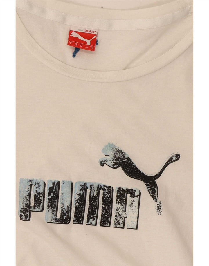 Puma Grafisk T-Shirt Top til kvinder DK 14 Stor Hvid