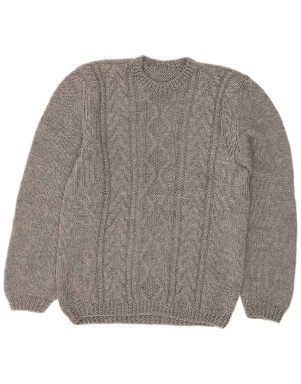 Vintage herre sweater med rund hals, mellemgrå
