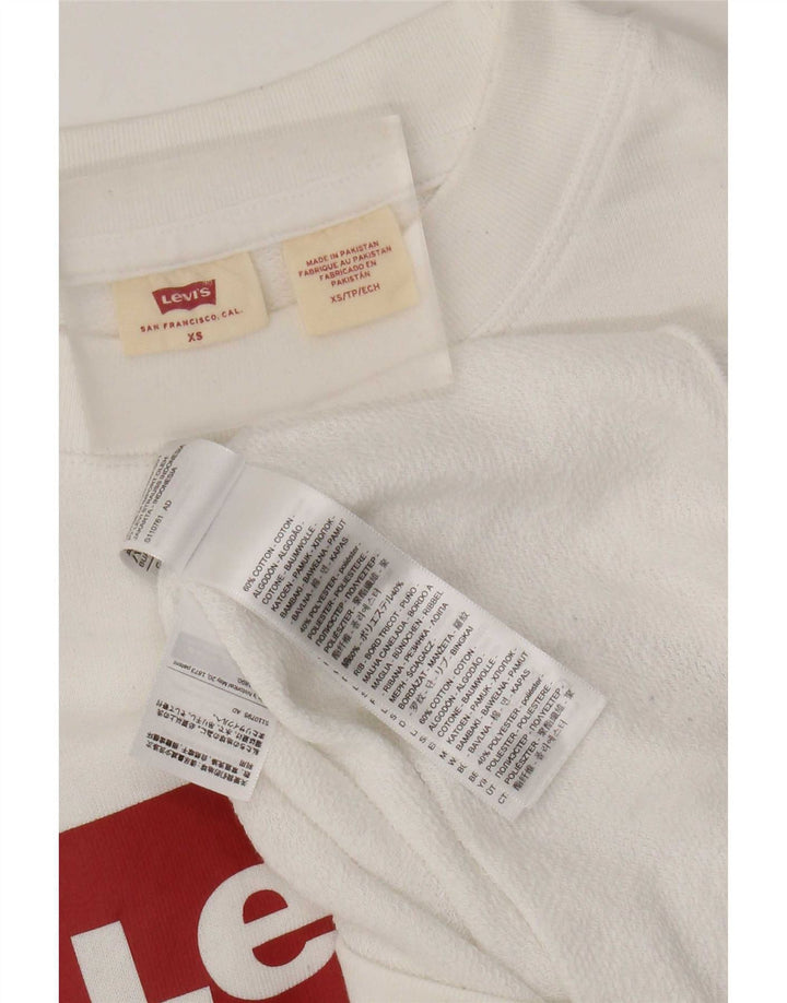 Levi's Dame grafisk oversize sweatshirt trøje UK 6 XS hvid bomuld