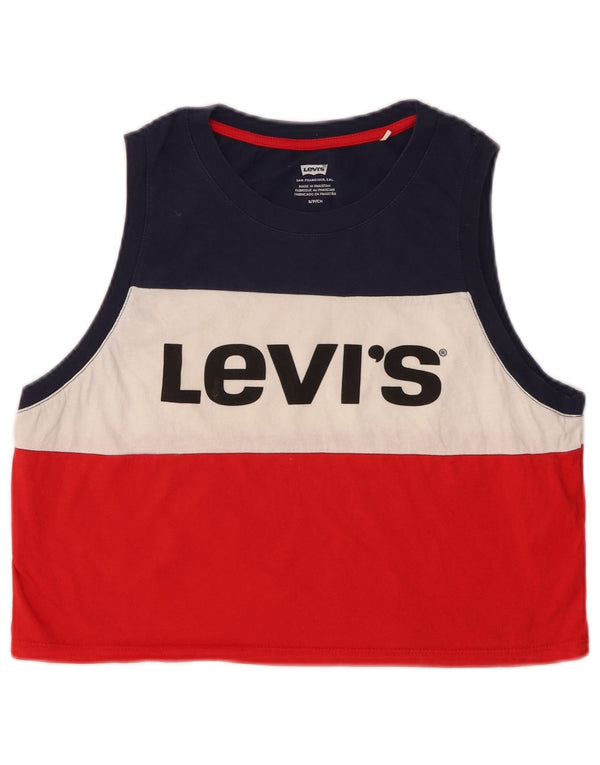 LEVI'S Womens Crop Grafisk Vest Top UK 10 Small Multicolored Striped