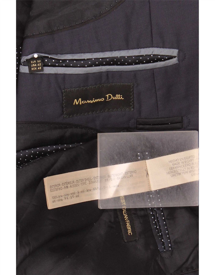 Massimo Dutti Herre 2-knaps blazerjakke EU 52 Stor marineblå uld