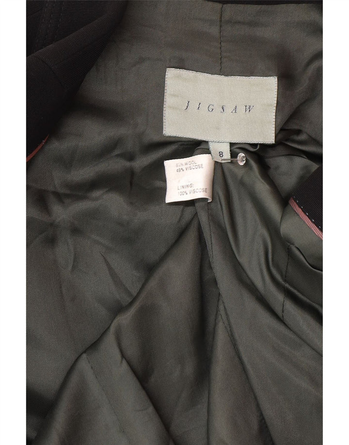 Jigsaw Dame 1 Knap Blazer Jacket UK 8 Small Black Uld Classic