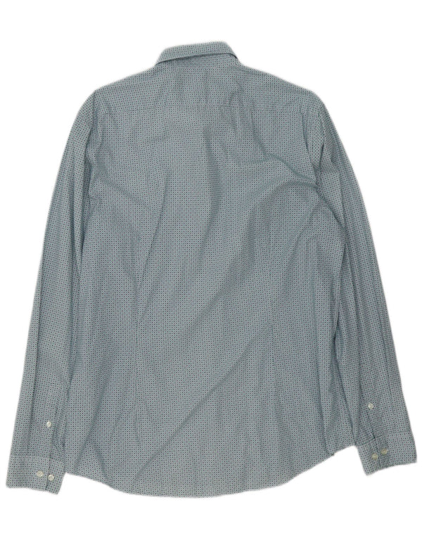 Calvin Klein Herre Slim Fit Skjorte Størrelse 42 16 1/2 Large Blue Spotted Bomuld