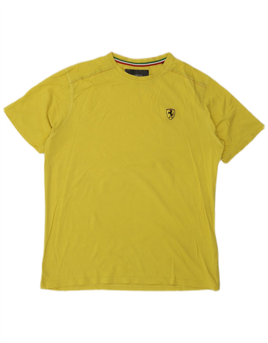 Ferrari Herre T-Shirt Top Stor Gul Bomuld