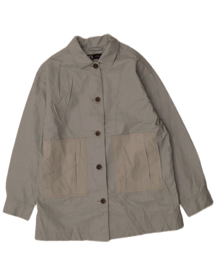 Zara Dame Oversized Faux Leather Jacket UK 10 Small Green Polyurethane