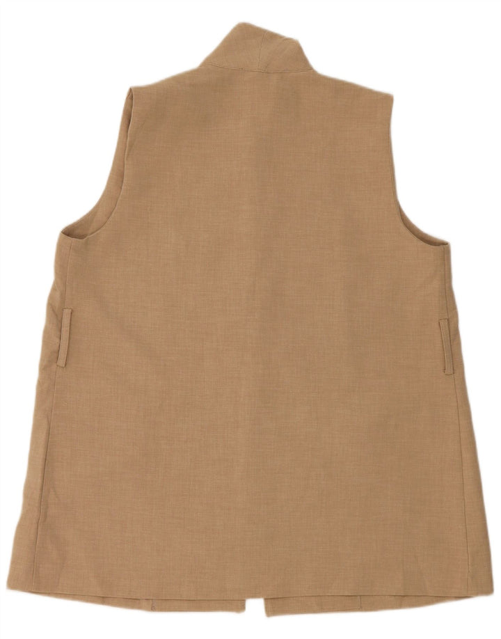 Zara Dame ÅBEN vest UK 16 Stor Beige Polyester