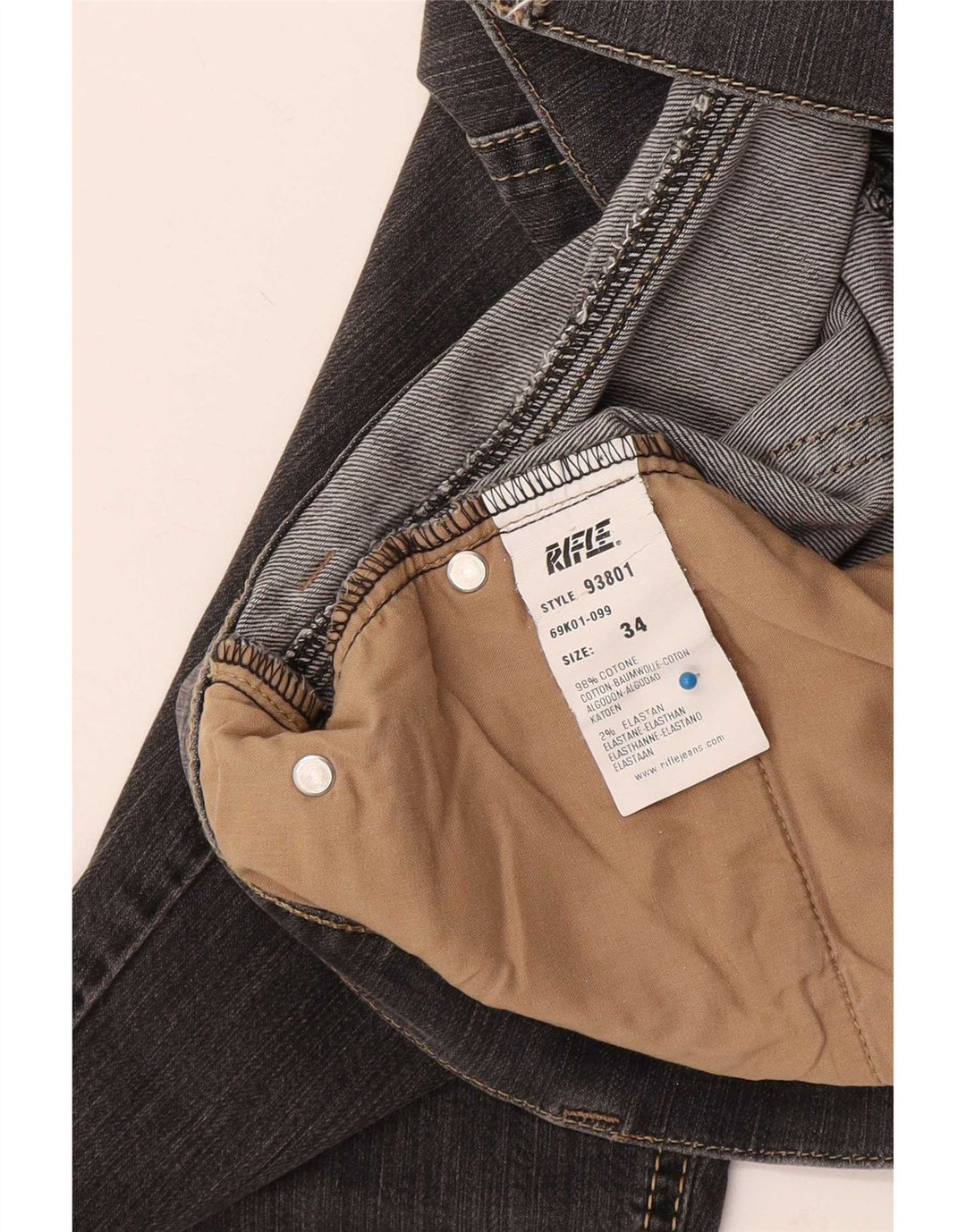 Rifle Herre Straight Jeans W34 L32 Grå Bomuld