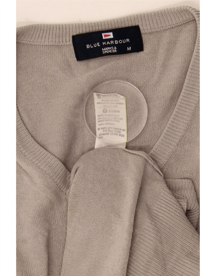 Marks & Spencer Herre Blue Harbor V-hals sweater Medium Grå Akryl