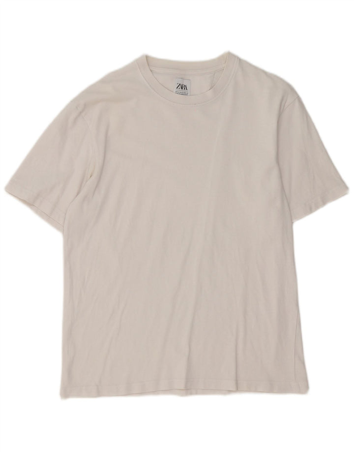 Zara Herre T-Shirt Top Medium Hvid