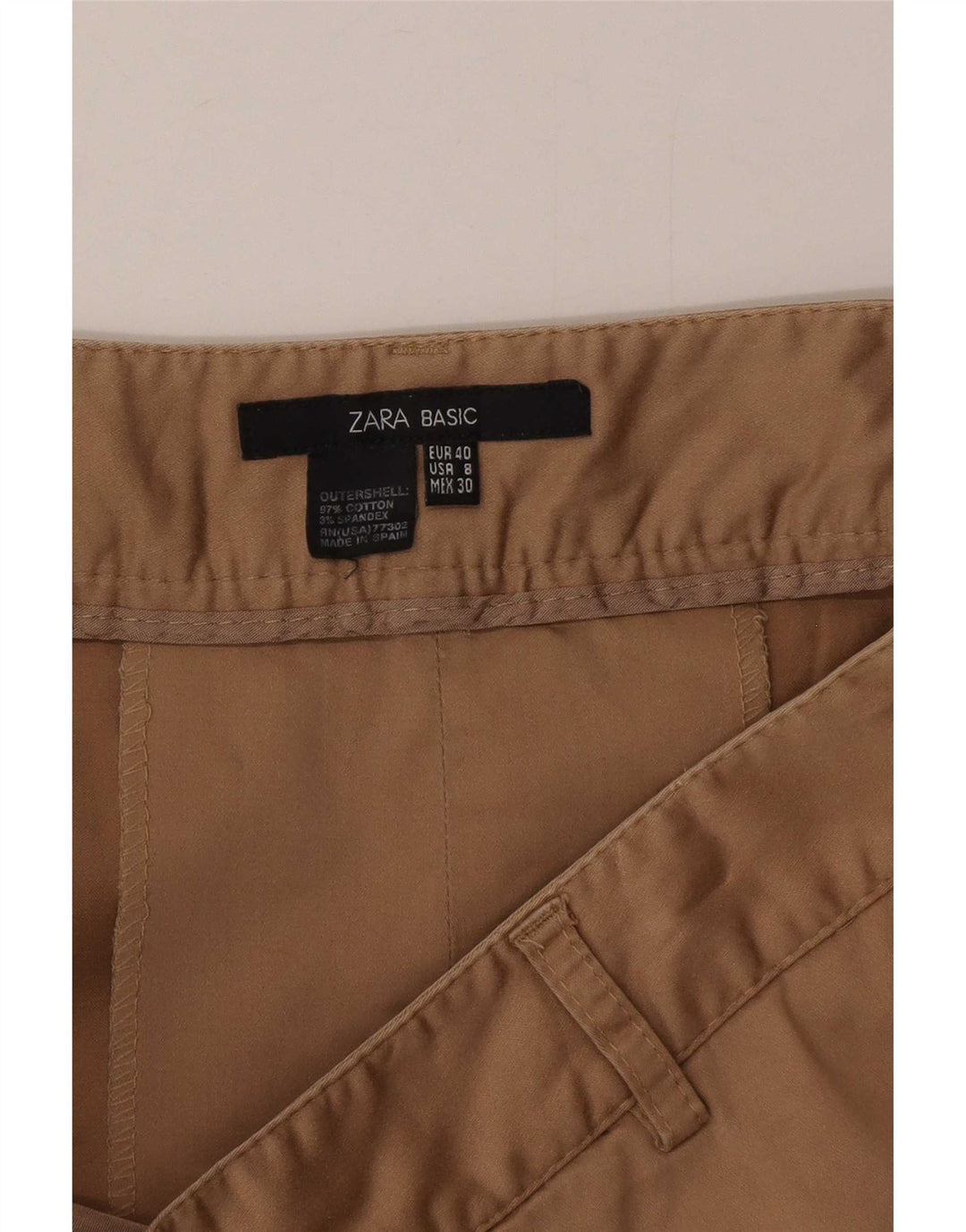Zara Dame A-Line nederdel EU 40 Medium W30 Beige Bomuld