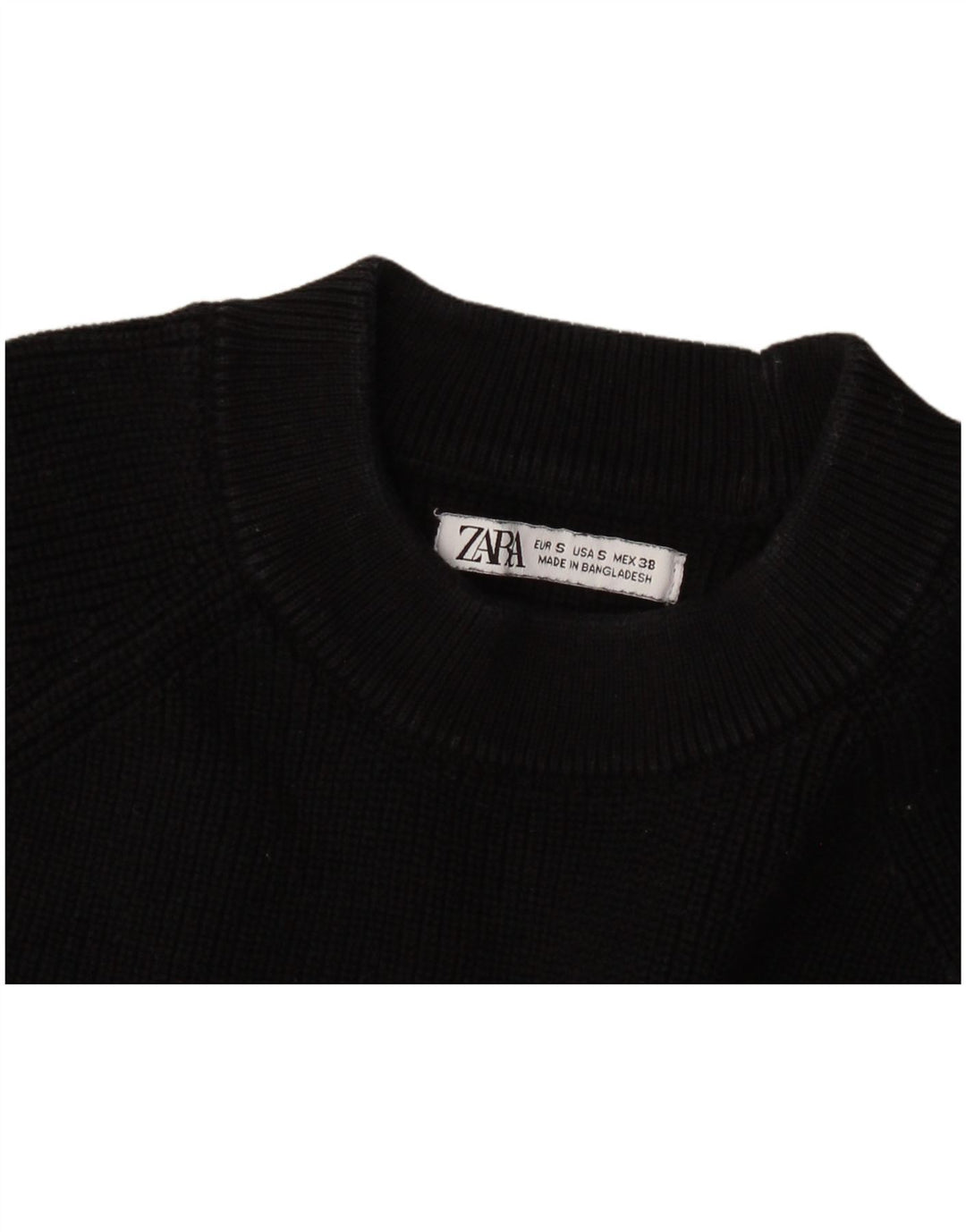 Zara Herre sweater med rund hals, lille sort