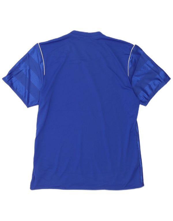 Adidas Herre Climalite T-Shirt Top Medium Blå Stribet Polyester