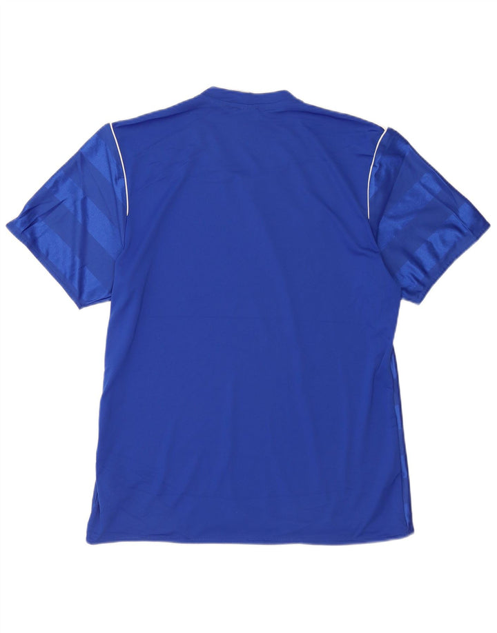 Adidas Herre Climalite T-Shirt Top Medium Blå Stribet Polyester