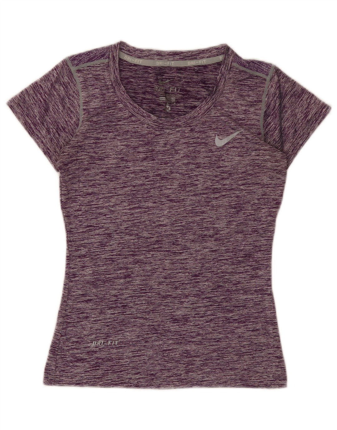 Nike Dame Dri Fit T-Shirt Top UK 12 Medium Lilla Flecked Polyester