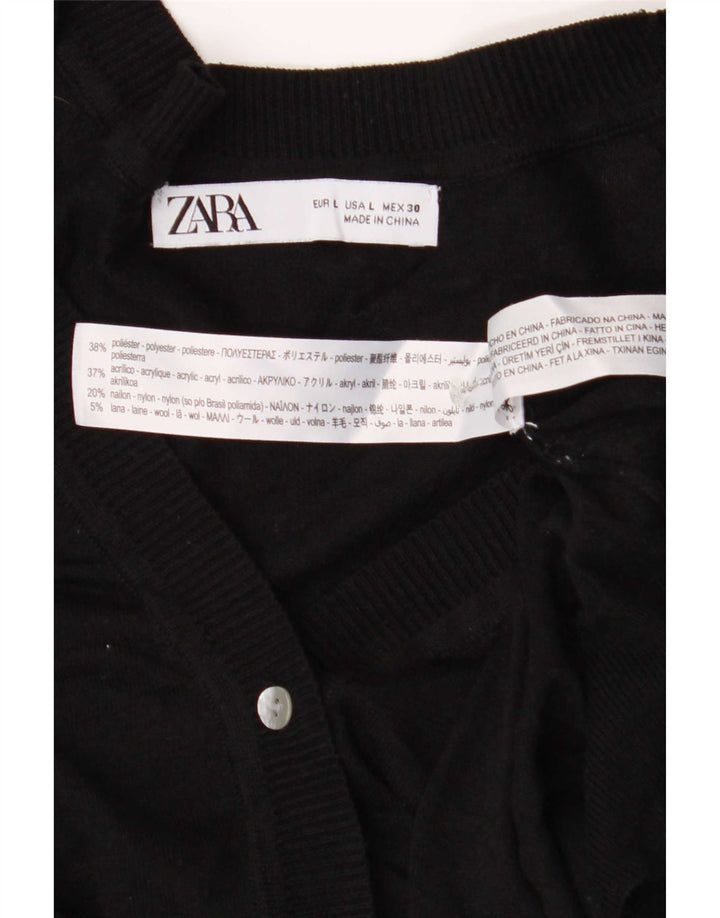 Zara Dame oversized cardigan sweater UK 16 Large Black Polyester