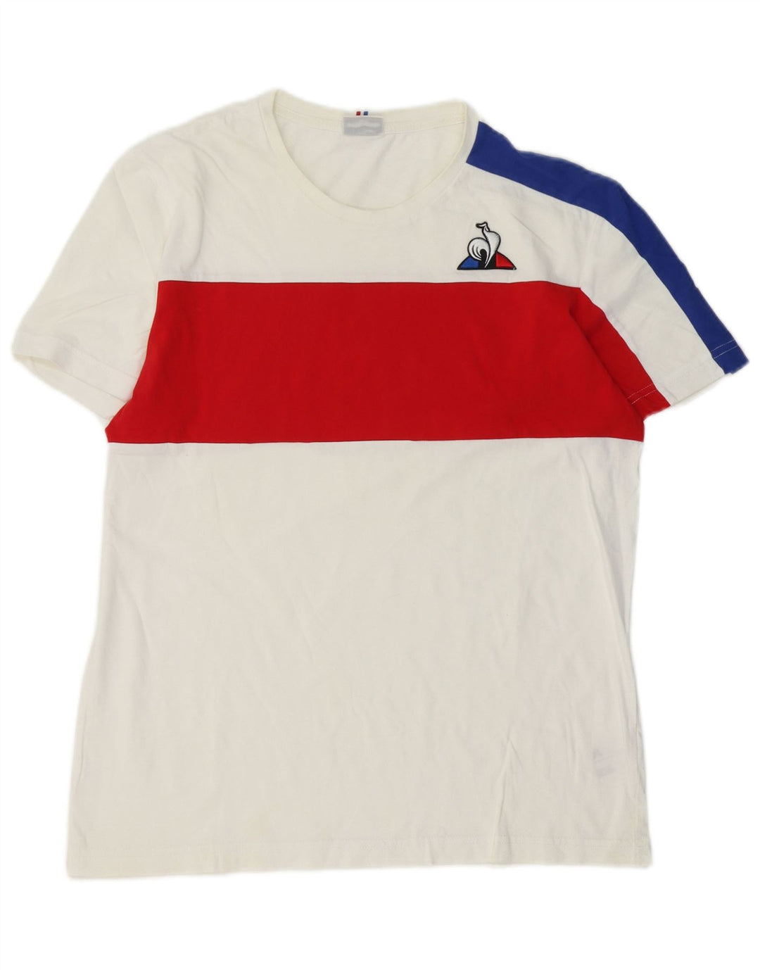 LE COQ SPORTIF Herre T-Shirt Top Medium Hvid Colourblock Bomuld