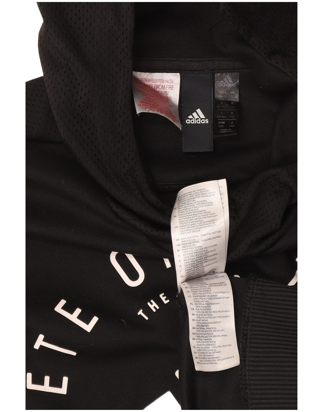 Adidas Grafisk hættetrøje til drenge 13-14 år Sort polyester