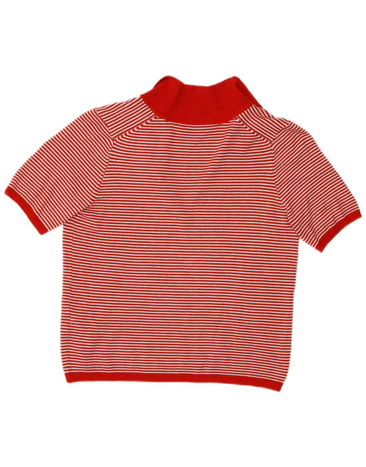 Zara Dame Polo Shirt UK 10 Lille rødstribet viskose