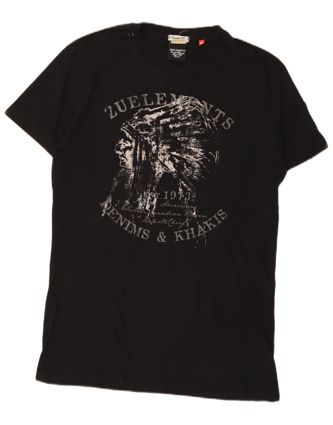 Zu Elements Herre Grafisk T-Shirt Top Stor Sort