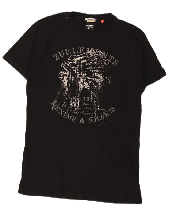 Zu Elements Herre Grafisk T-Shirt Top Stor Sort