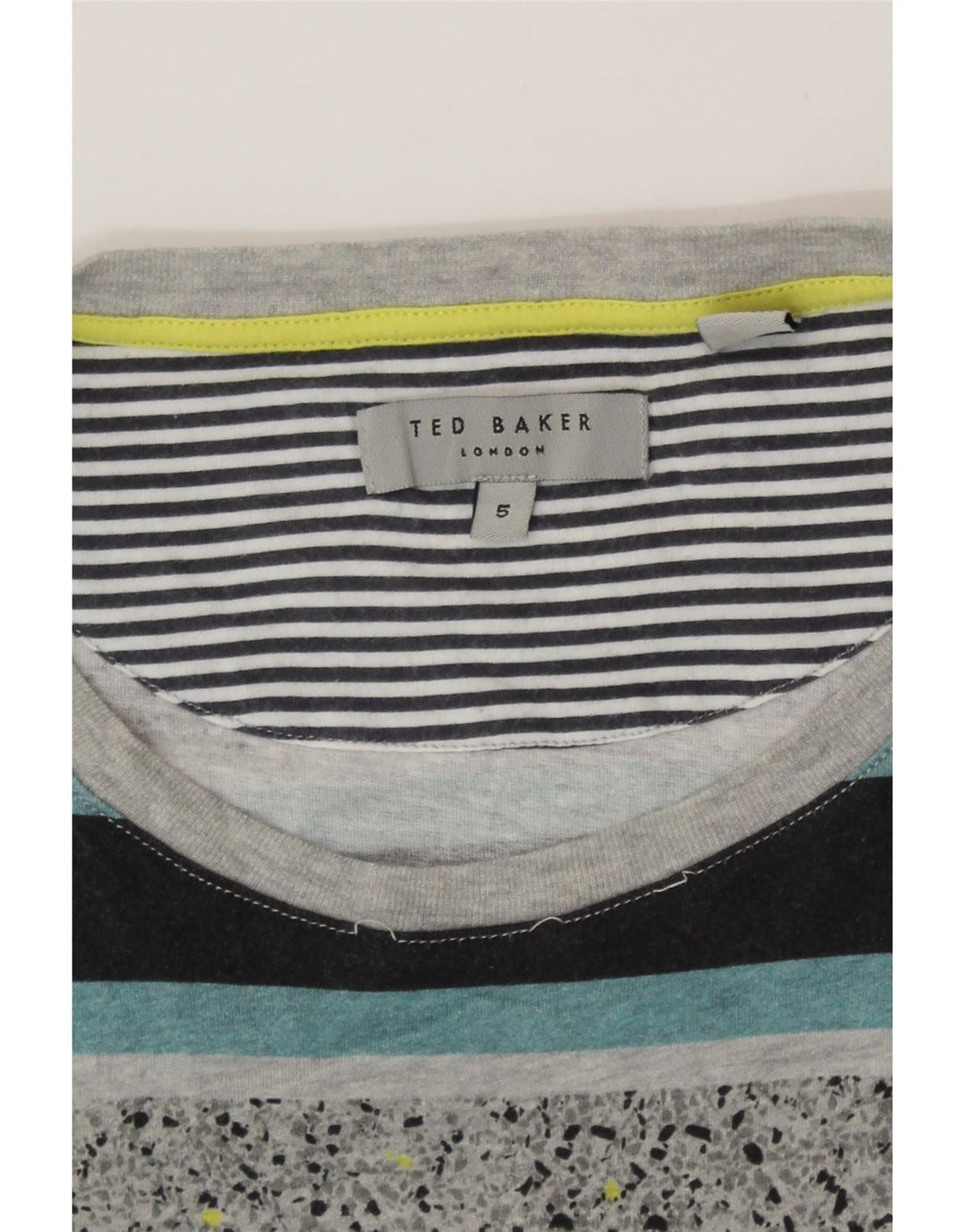 TED BAKER Mens T-Shirt Top Size 5 Large Grey Striped Cotton Vintage Ted Baker and Second-Hand Ted Baker from Messina Hembry 