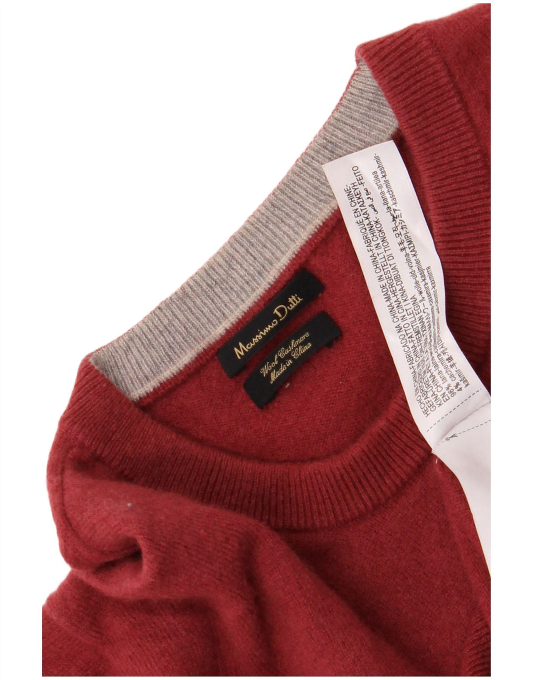 Massimo Dutti Herre Crew Neck Jumper Sweater XL Rød Uld