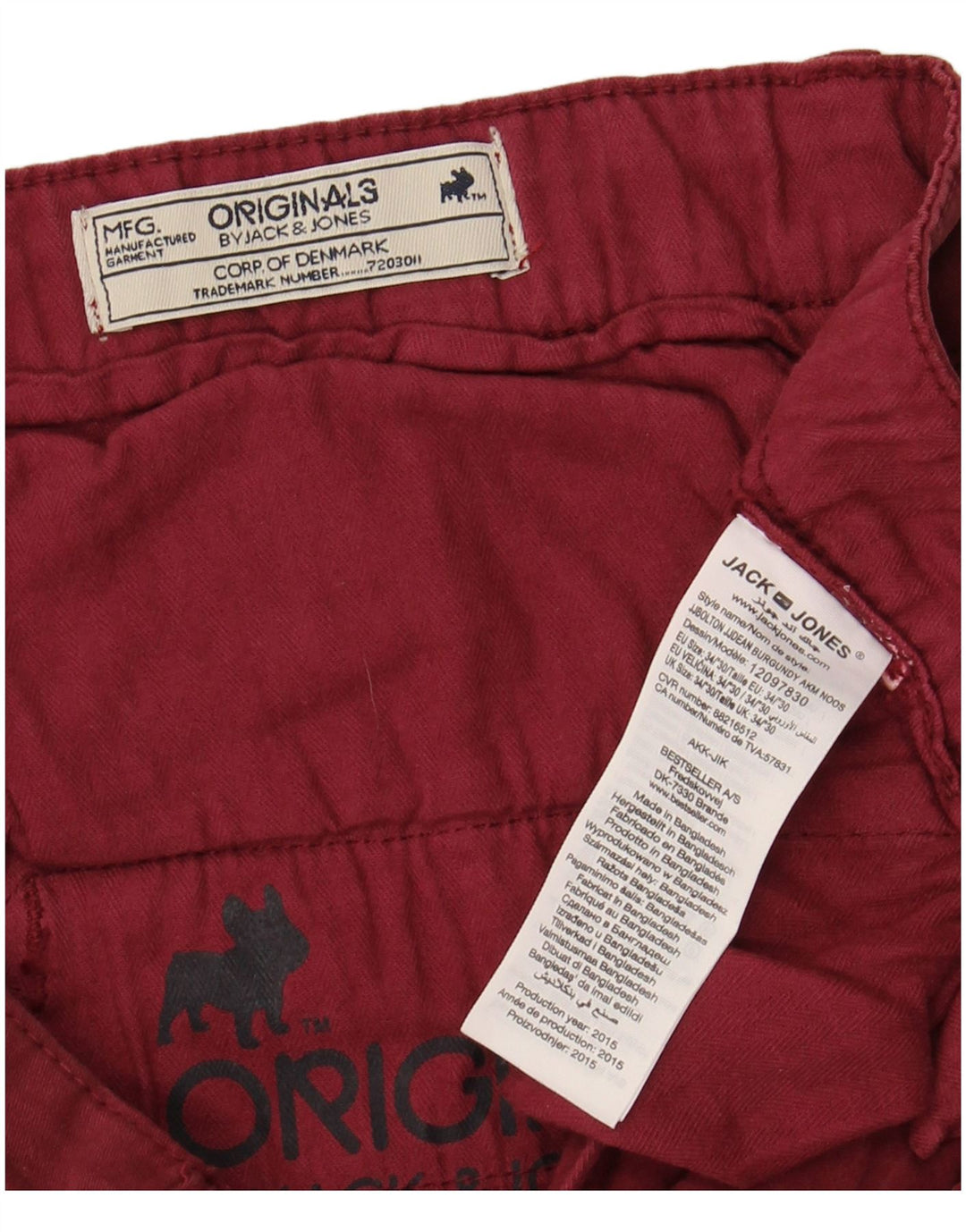 JACK & JONES Slim Fit Chinobukser til mænd W34 L30 rødbrun bomuld
