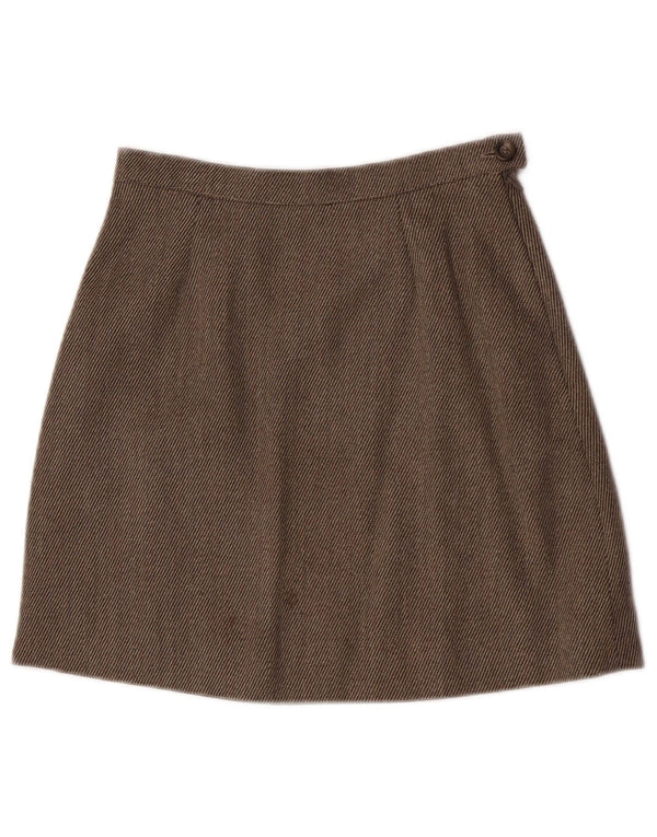 Max & Co. Dame A-Line nederdel UK 10 Small W26 Brun nålestribet Virgin Wool