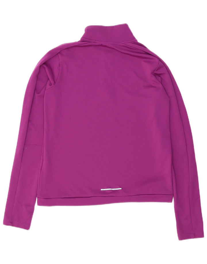 Nike Dame Dri Fit Pullover med lynlås-hals Træningsdragt Top UK 10 Lille Lilla