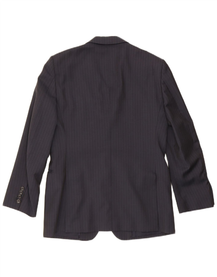 BURBERRY Mens 2 Button Blazer Jacket IT 48 Medium Navy Blue Pinstripe Wool