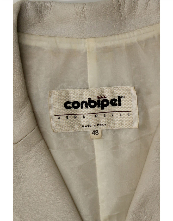 Conbipel Dame 4-knaps læder blazerjakke IT 48 XL Grå læder