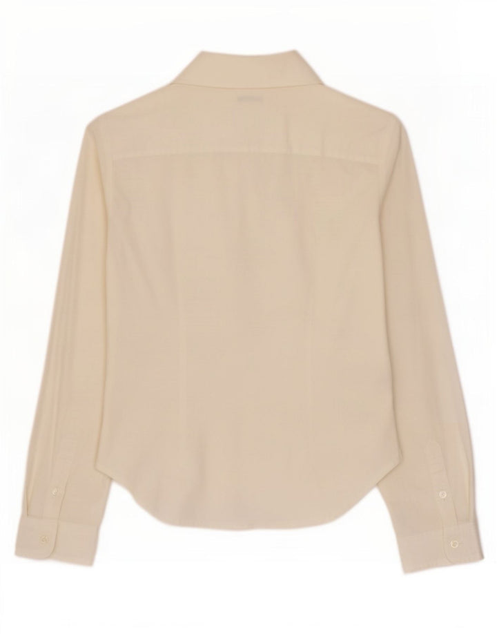 Benetton Dame Pullover Shirt UK 10 Small White Bomuld