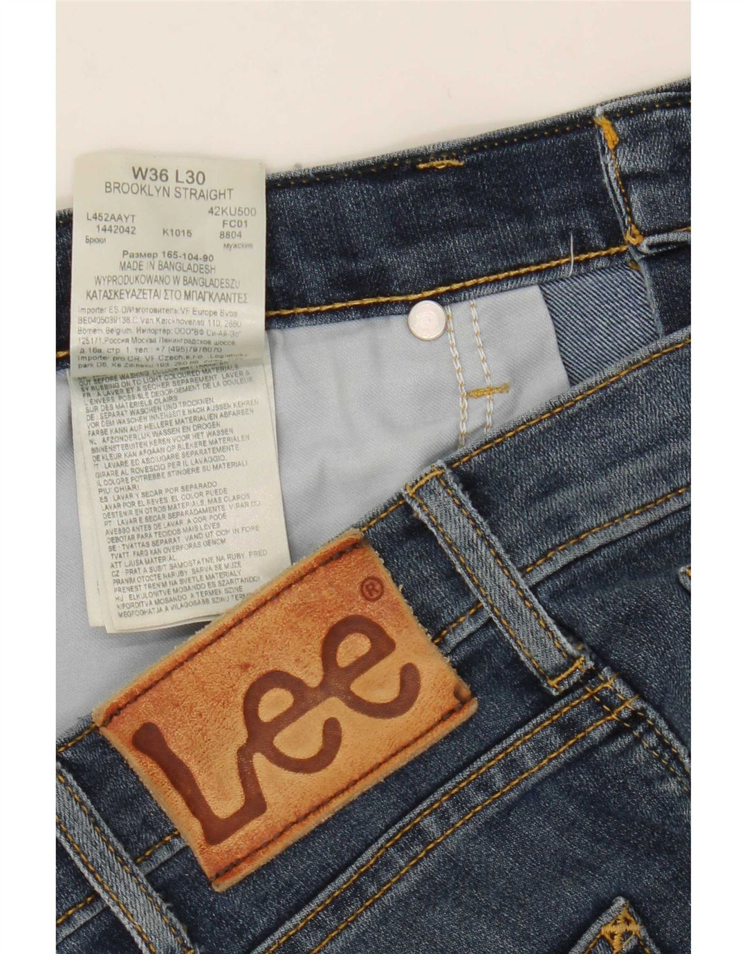 Lee Mens Brooklyn Straight Jeans W36 L30 Blå Bomuld