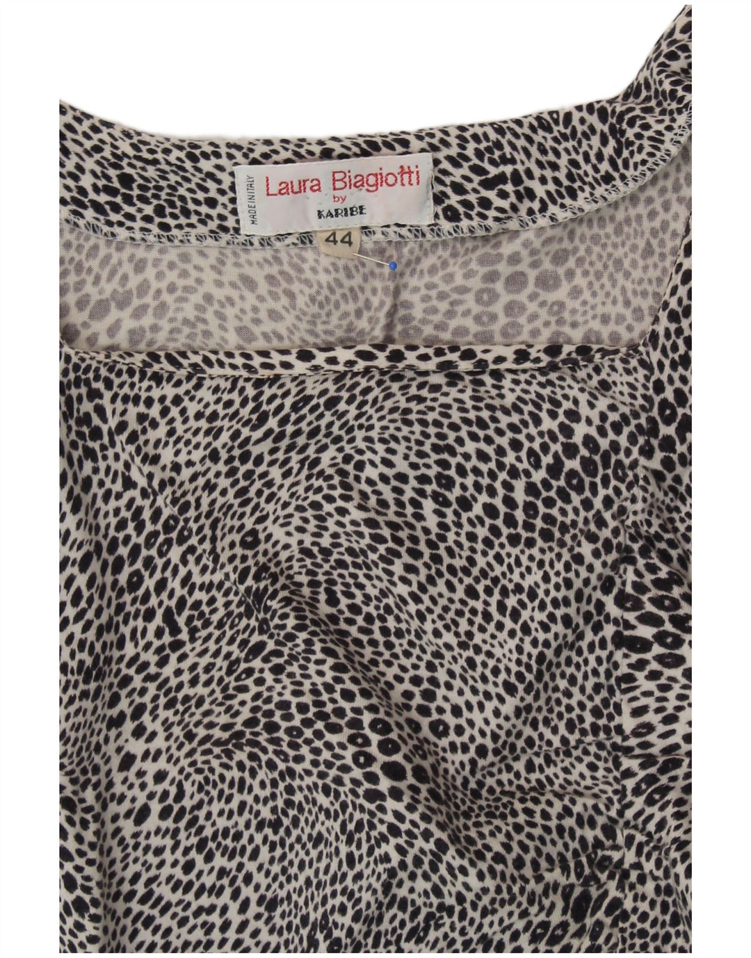 LAURA BIAGIOTTI Dame Crop Bluse Top IT 44 Medium Black Animal Print