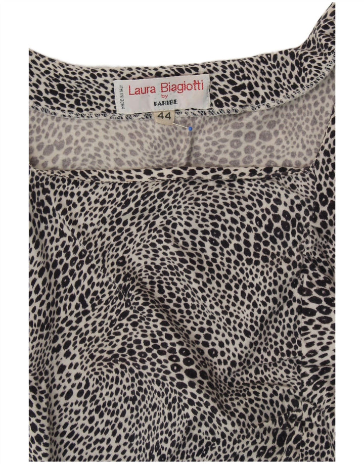LAURA BIAGIOTTI Dame Crop Bluse Top IT 44 Medium Black Animal Print