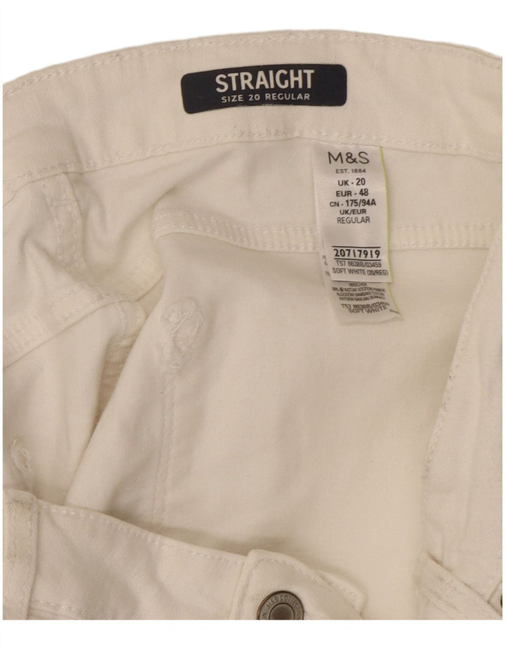 Marks & Spencer Dame Regular Straight Jeans UK 20 2XL W40 L29 Hvid