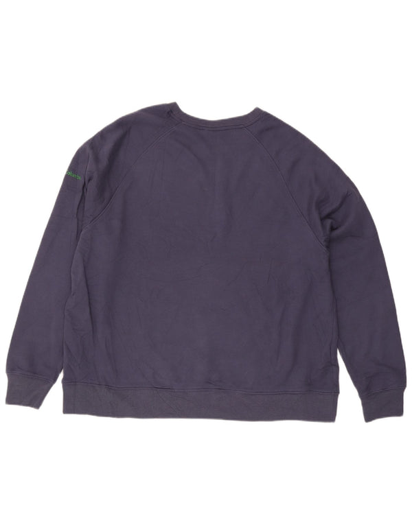 COLUMBIA Dame Loose Fit Grafisk Sweatshirt Jumper UK 20 2XL Marineblå
