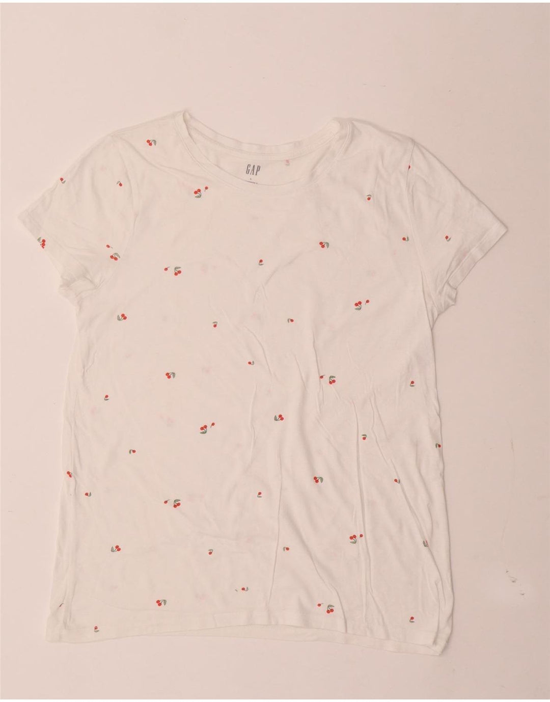 Gap Dame T-Shirt Top UK 14 Stor Hvid Plettet