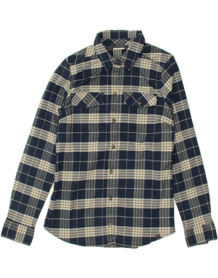 L.L.BEAN Womens Flannel Shirt UK 8 SmalL Navy Blue Check Polyester Vintage L.L.Bean and Second-Hand L.L.Bean from Messina Hembry 