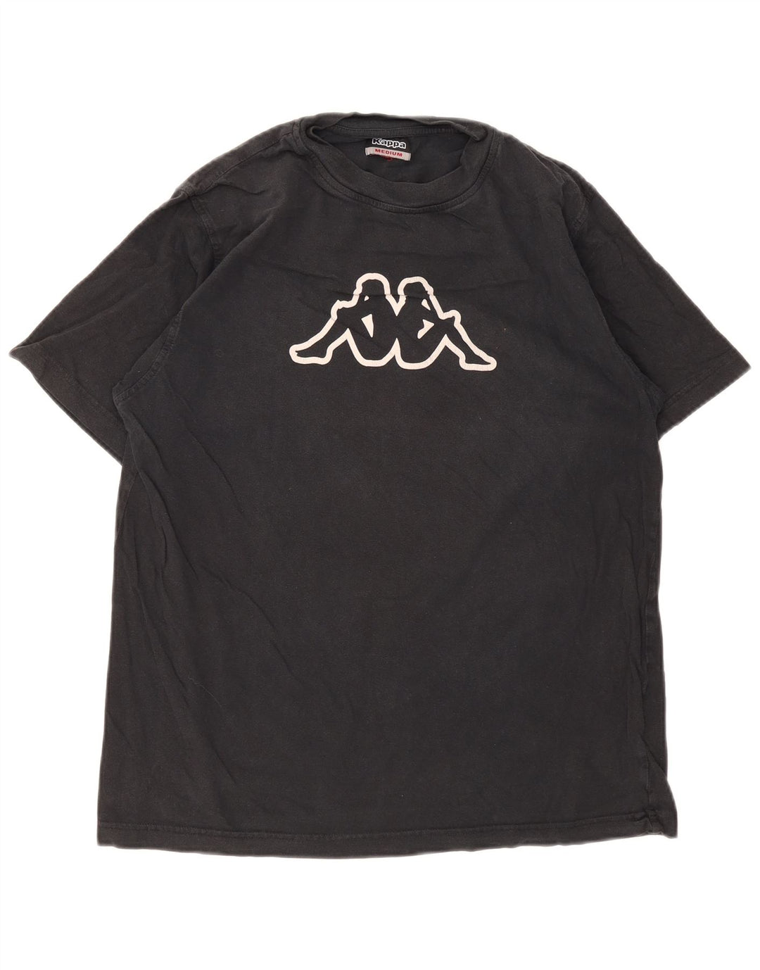 Kappa Herre Grafisk T-Shirt Top Medium Sort Bomuld